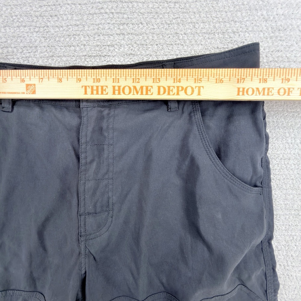 prAna Stretch Zion Cargo Shorts Mens Large Black Hiking Outdoor Nylon Belted - Picture 6 of 8